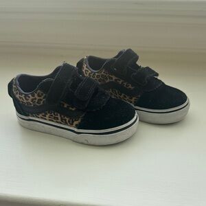 Vans Black and Brown Sneakers with Leopard Accents